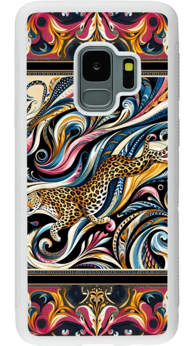 Coque Samsung Galaxy S9 - Silicone rigide blanc Leopard Abstract Art