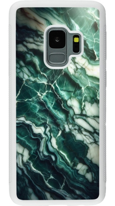 Coque Samsung Galaxy S9 - Silicone rigide blanc Marbre vert majestueux