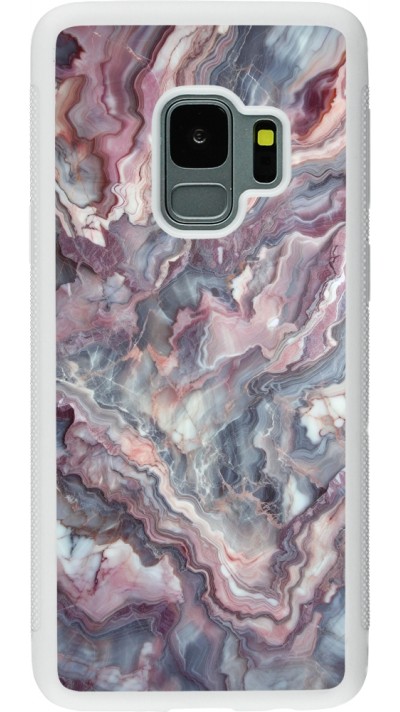 Samsung Galaxy S9 Case Hülle - Silikon weiss Violetter silberner Marmor