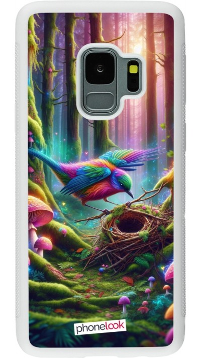 Samsung Galaxy S9 Case Hülle - Silikon weiss Vogel Nest Wald