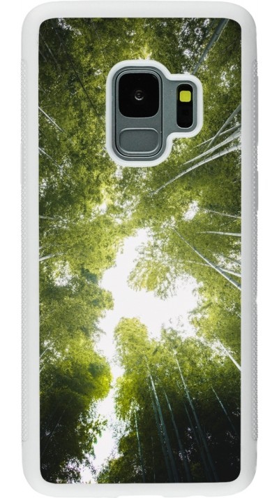 Samsung Galaxy S9 Case Hülle - Silikon weiss Spring 23 forest blue sky