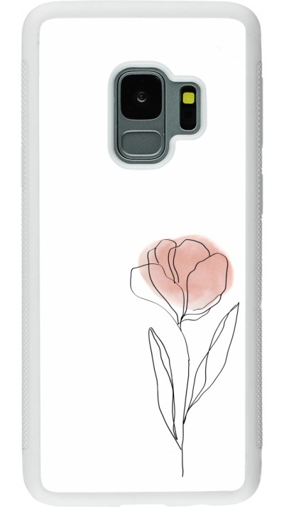 Samsung Galaxy S9 Case Hülle - Silikon weiss Spring 23 minimalist flower