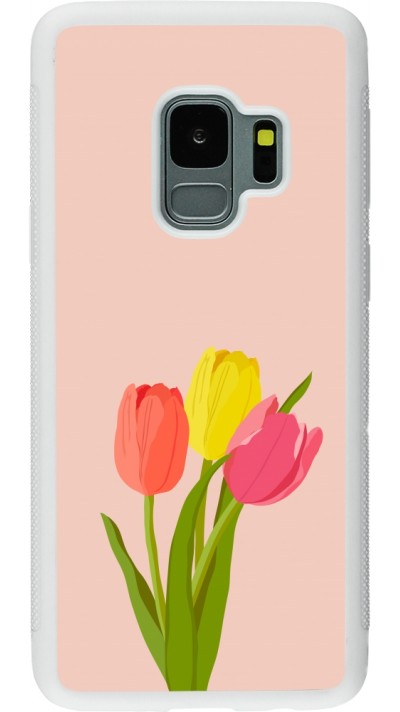 Samsung Galaxy S9 Case Hülle - Silikon weiss Spring 23 tulip trio