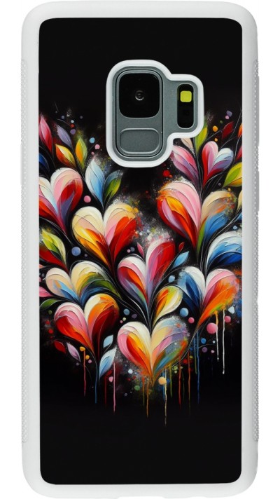 Samsung Galaxy S9 Case Hülle - Silikon weiss Valentin 2024 Schwarzes Herz Abstrakt