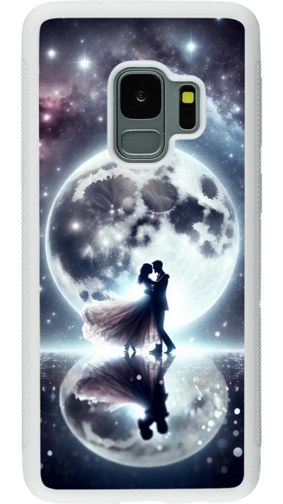 Samsung Galaxy S9 Case Hülle - Silikon weiss Valentin 2024 Liebe unter dem Mond