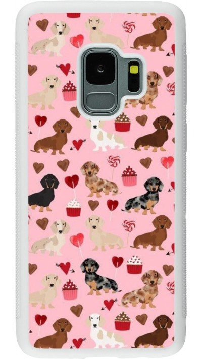 Samsung Galaxy S9 Case Hülle - Silikon weiss Valentine 2024 puppy love