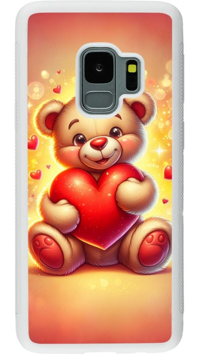 Samsung Galaxy S9 Case Hülle - Silikon weiss Valentin 2024 Teddy Liebe