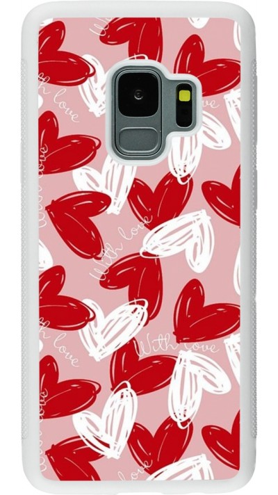 Samsung Galaxy S9 Case Hülle - Silikon weiss Valentine 2024 with love heart