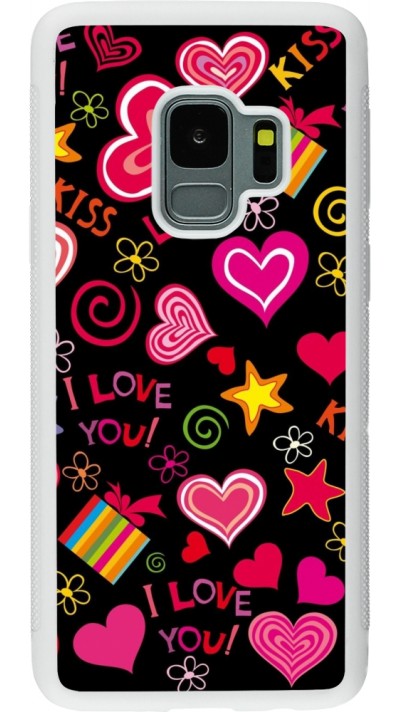 Samsung Galaxy S9 Case Hülle - Silikon weiss Valentine 2023 love symbols