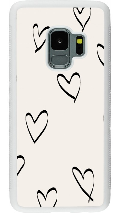 Samsung Galaxy S9 Case Hülle - Silikon weiss Valentine 2023 minimalist hearts