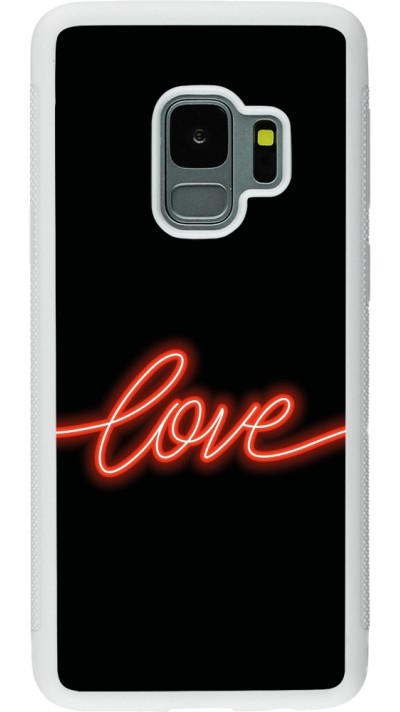 Samsung Galaxy S9 Case Hülle - Silikon weiss Valentine 2023 neon love
