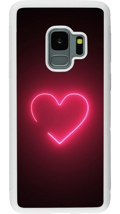 Samsung Galaxy S9 Case Hülle - Silikon weiss Valentine 2023 single neon heart