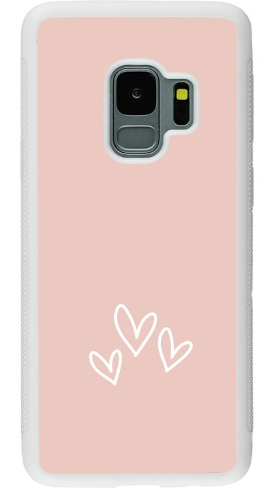 Samsung Galaxy S9 Case Hülle - Silikon weiss Valentine 2023 three minimalist hearts
