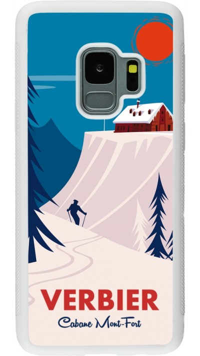 Samsung Galaxy S9 Case Hülle - Silikon weiss Verbier Cabane Mont-Fort