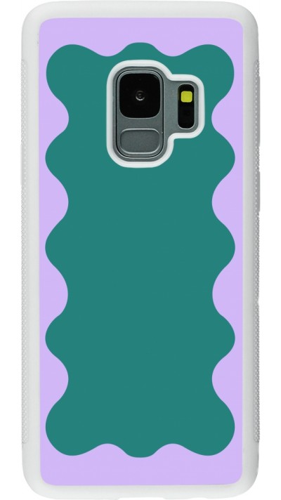 Samsung Galaxy S9 Case Hülle - Silikon weiss Wavy Rectangle Green Purple