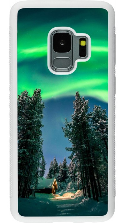 Samsung Galaxy S9 Case Hülle - Silikon weiss Winter 22 Northern Lights