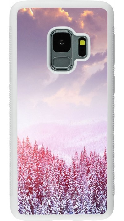 Samsung Galaxy S9 Case Hülle - Silikon weiss Winter 22 Pink Forest