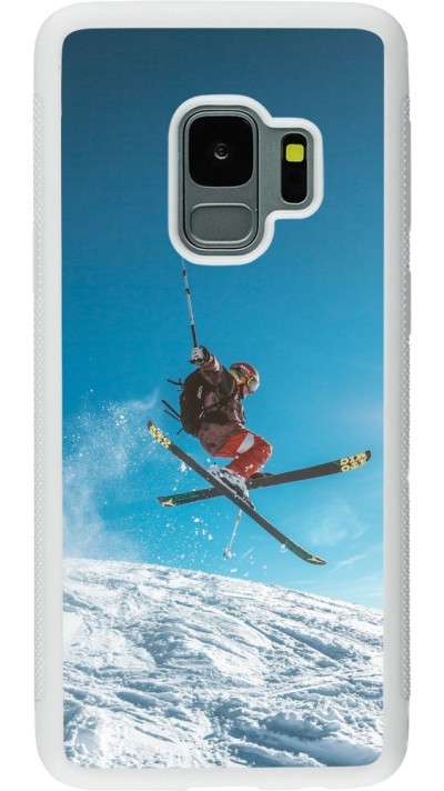 Samsung Galaxy S9 Case Hülle - Silikon weiss Winter 22 Ski Jump