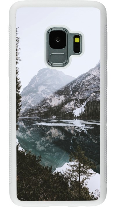Samsung Galaxy S9 Case Hülle - Silikon weiss Winter 22 snowy mountain and lake