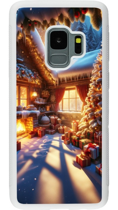 Samsung Galaxy S9 Case Hülle - Silikon weiss Weihnachten Chalet Feerie