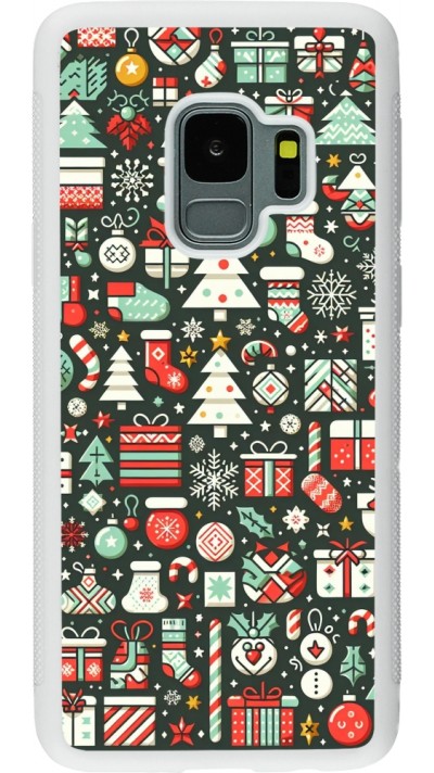 Samsung Galaxy S9 Case Hülle - Silikon weiss Weihnachten 2023 Flachmuster