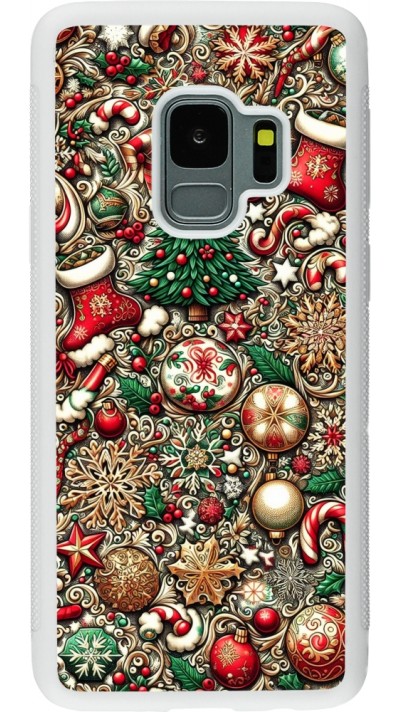 Samsung Galaxy S9 Case Hülle - Silikon weiss Weihnachten 2023 Mikromuster
