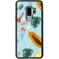 Samsung Galaxy S9+ Case Hülle - Silikon schwarz Summer 2025 Pattern papaya