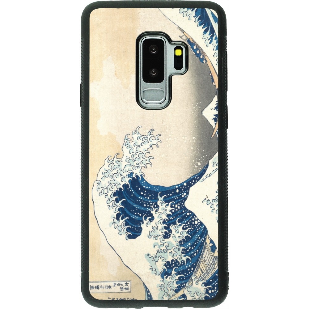 Samsung Galaxy S9+ Case Hülle - Silikon schwarz Kunstbild - Die große Welle vor Kanagawa - Hokusai