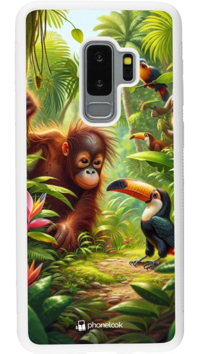Samsung Galaxy S9+ Case Hülle - Silikon weiss Tropischer Dschungel Tayrona