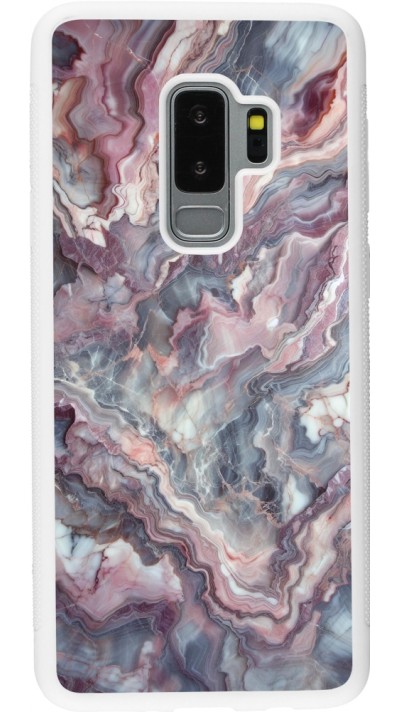 Samsung Galaxy S9+ Case Hülle - Silikon weiss Violetter silberner Marmor