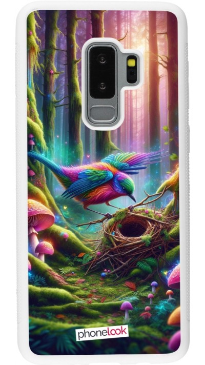 Samsung Galaxy S9+ Case Hülle - Silikon weiss Vogel Nest Wald
