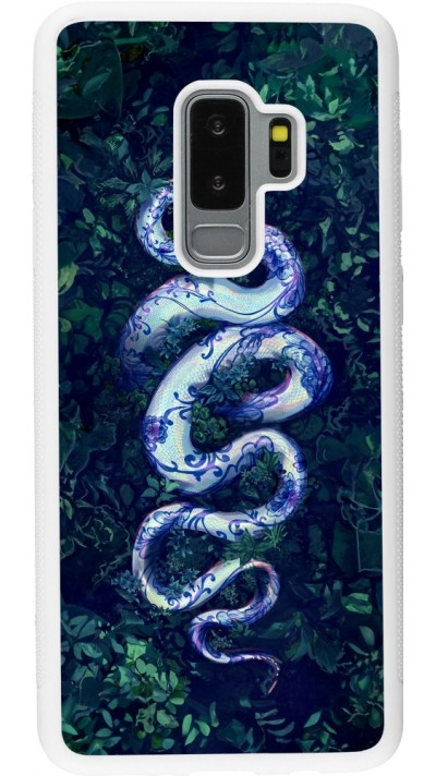 Samsung Galaxy S9+ Case Hülle - Silikon weiss Snake Blue Anaconda