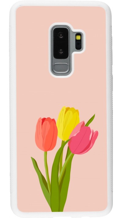 Samsung Galaxy S9+ Case Hülle - Silikon weiss Spring 23 tulip trio