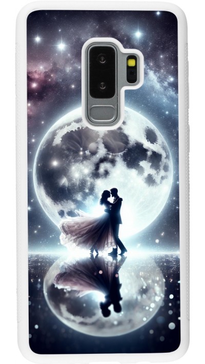 Samsung Galaxy S9+ Case Hülle - Silikon weiss Valentin 2024 Liebe unter dem Mond