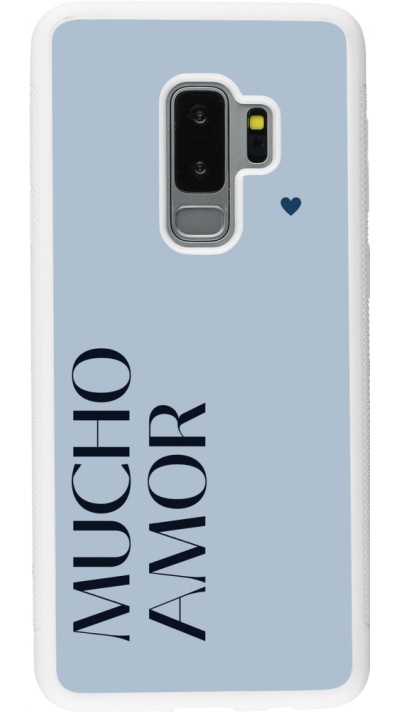 Samsung Galaxy S9+ Case Hülle - Silikon weiss Valentine 2024 mucho amor azul