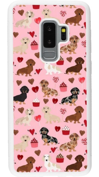 Samsung Galaxy S9+ Case Hülle - Silikon weiss Valentine 2024 puppy love