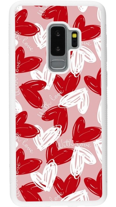 Samsung Galaxy S9+ Case Hülle - Silikon weiss Valentine 2024 with love heart