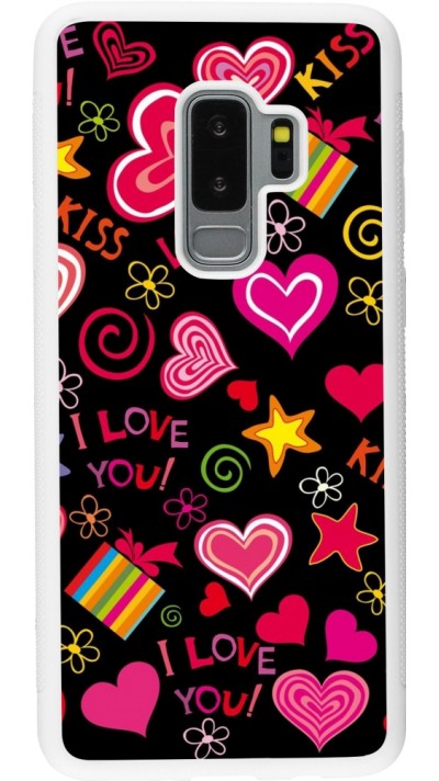 Samsung Galaxy S9+ Case Hülle - Silikon weiss Valentine 2023 love symbols