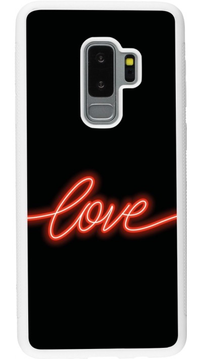 Samsung Galaxy S9+ Case Hülle - Silikon weiss Valentine 2023 neon love