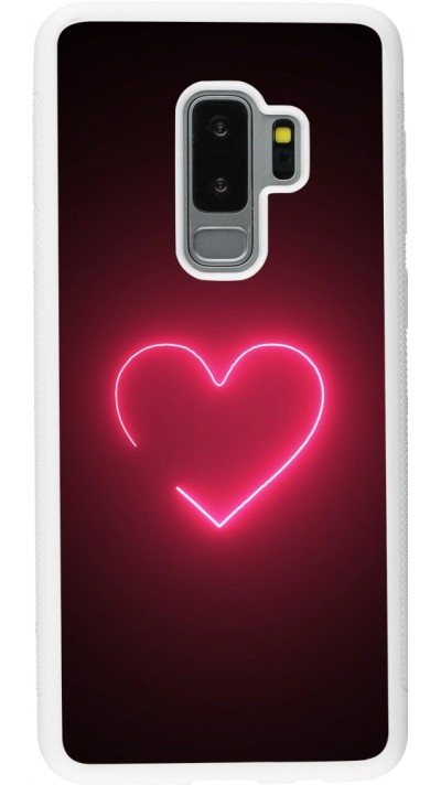 Samsung Galaxy S9+ Case Hülle - Silikon weiss Valentine 2023 single neon heart