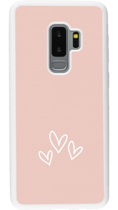Samsung Galaxy S9+ Case Hülle - Silikon weiss Valentine 2023 three minimalist hearts