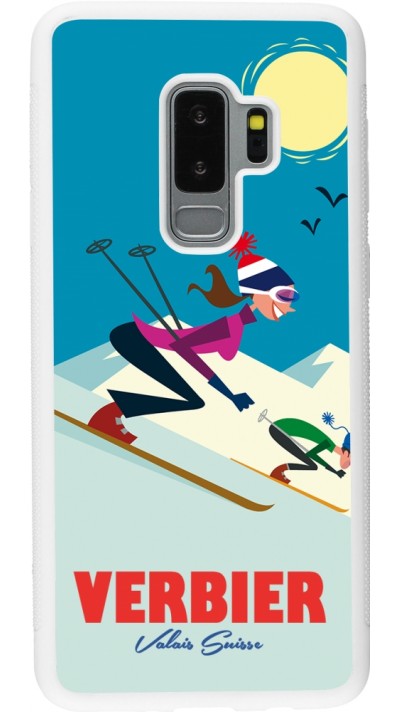 Samsung Galaxy S9+ Case Hülle - Silikon weiss Verbier Ski Downhill