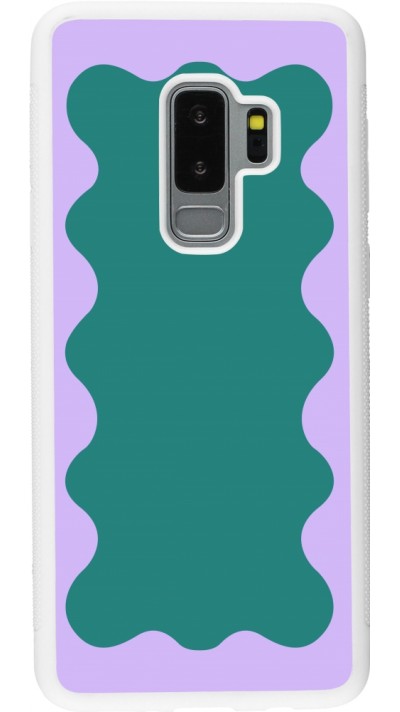 Samsung Galaxy S9+ Case Hülle - Silikon weiss Wavy Rectangle Green Purple
