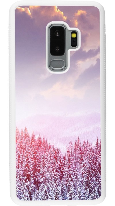 Samsung Galaxy S9+ Case Hülle - Silikon weiss Winter 22 Pink Forest