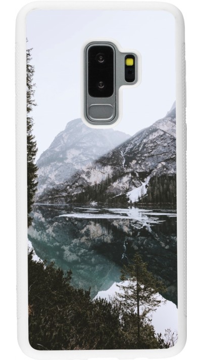 Samsung Galaxy S9+ Case Hülle - Silikon weiss Winter 22 snowy mountain and lake