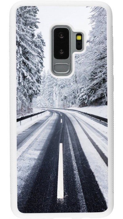 Samsung Galaxy S9+ Case Hülle - Silikon weiss Winter 22 Snowy Road