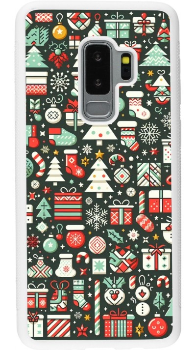 Samsung Galaxy S9+ Case Hülle - Silikon weiss Weihnachten 2023 Flachmuster