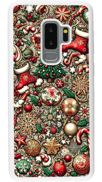 Samsung Galaxy S9+ Case Hülle - Silikon weiss Weihnachten 2023 Mikromuster
