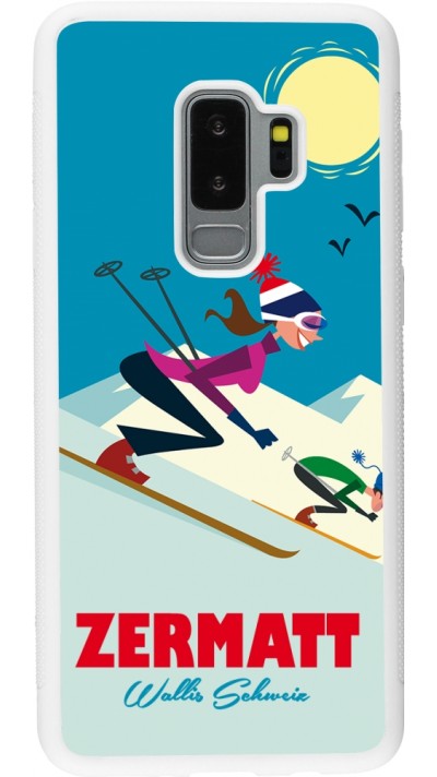 Samsung Galaxy S9+ Case Hülle - Silikon weiss Zermatt Ski Downhill