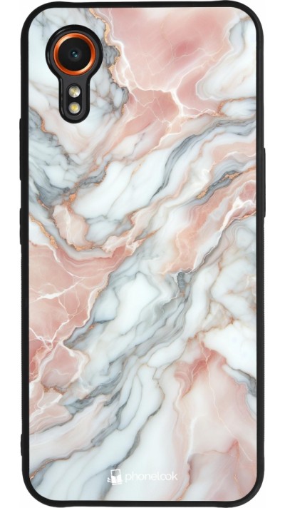 Samsung Galaxy XCover 7 Case Hülle - Silikon schwarz Rosa Leuchtender Marmor